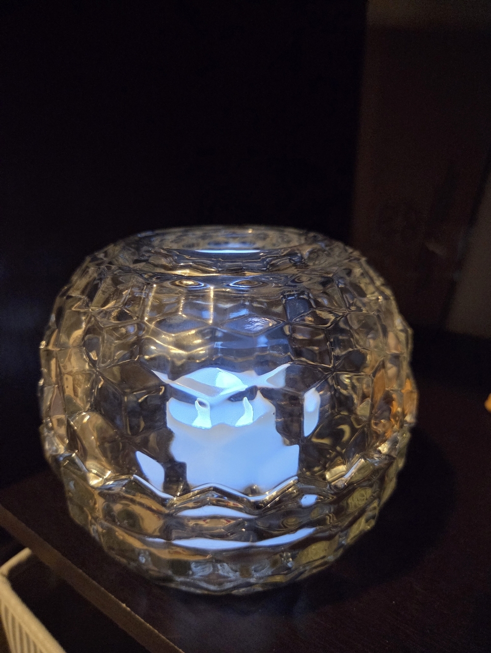 Vintage HOMCO Cubist Fairy Lamp Clear Glass Candle Holder